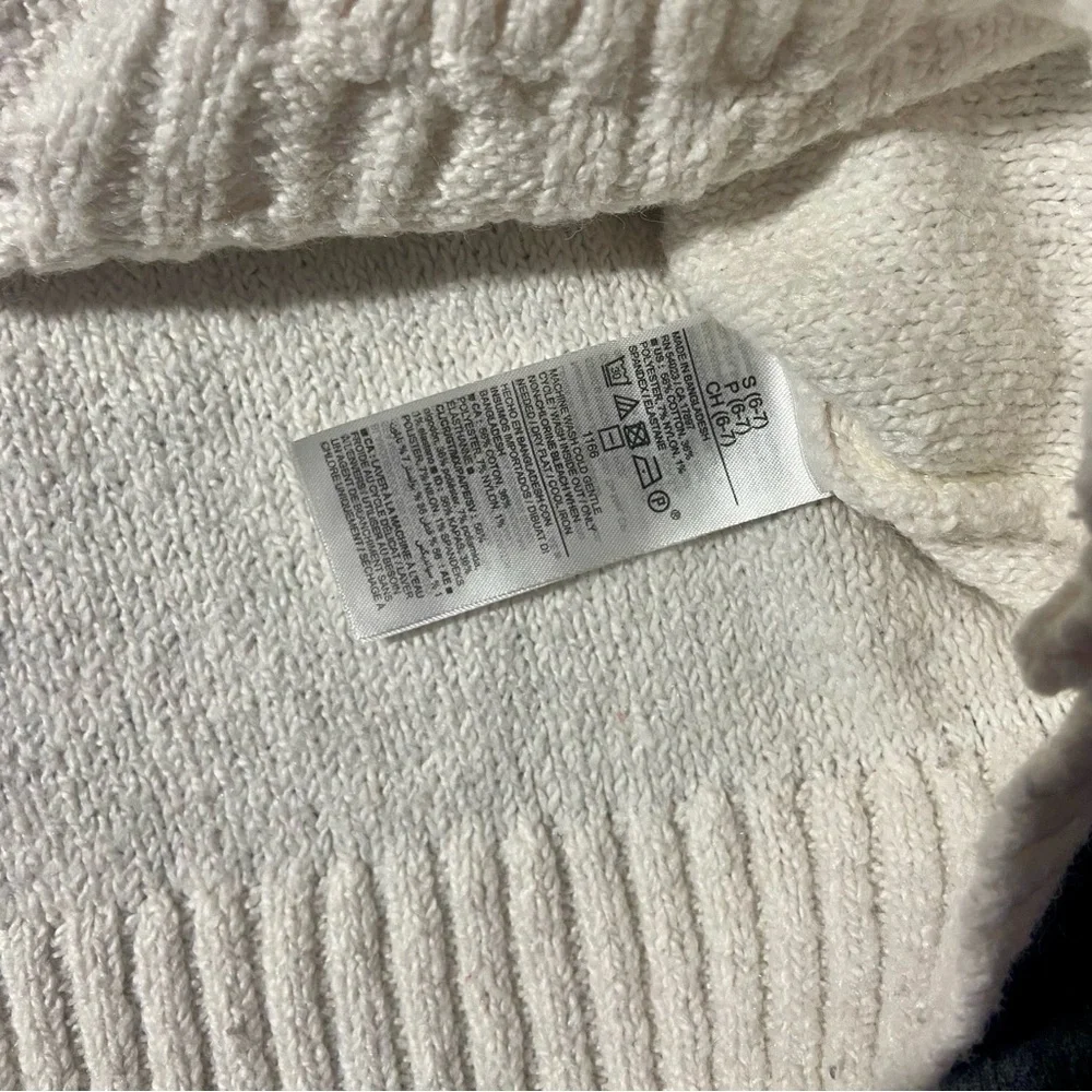 Old Navy Cozy Mock-Neck Cable-Knit Pullover Sweater Girls Small 6/7 Cream Ivory